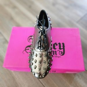 Abby Dawn Tough Crowd skull pewter lace up Oxford shoes Women’s 6 NIB